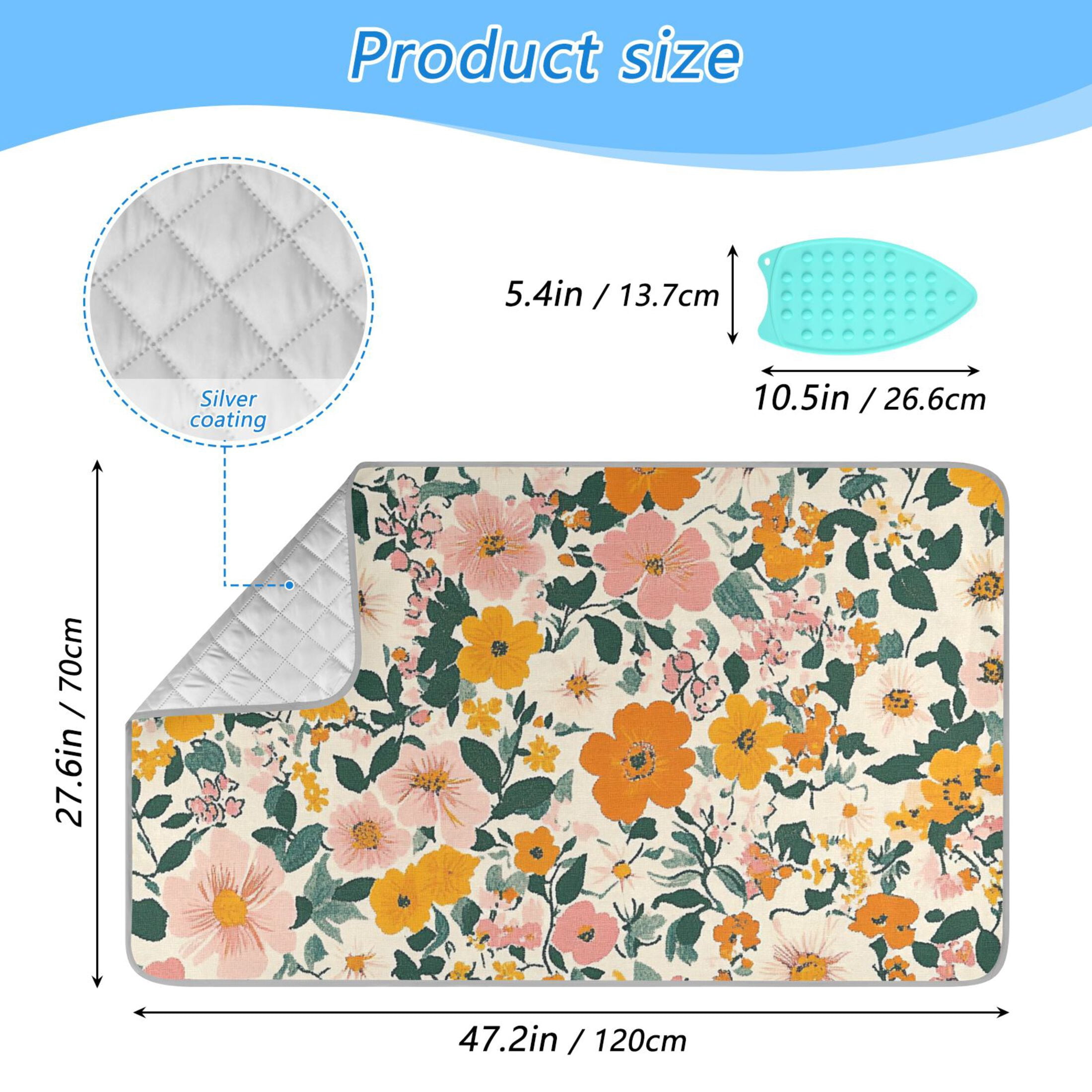 Vibrant Flower Garden Ironing Mat Blanket for Table Top Travel Portable Ironing Board Pad 47.2x27.6 Inch