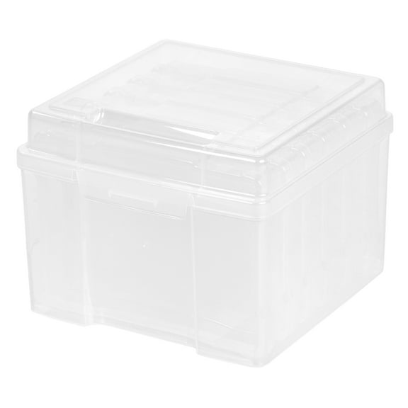 IRIS USA 5" x 7" Photo Storage Box with 6 cases, Craft Organizers and Storage Cases for Pictures, Cards, Clear