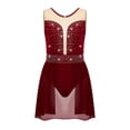 thumbnail image 2 of Sxiwei Gymnastics Leotard for Girls Shiny Rhinestone Mesh Patchwork Ballet Dance Dress Performance Burgundy 8, 2 of 5