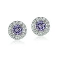 thumbnail image 2 of Sterling Silver 0.55ct Amethyst & White Topaz 4mm Halo Stud Earrings, 2 of 2