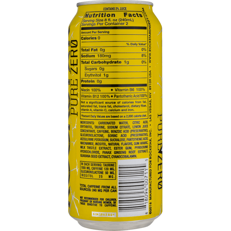 Rockstar Lemonade Nutrition Facts