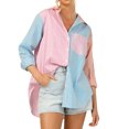thumbnail image 1 of Tops de mujer con estampado de rayas de un solo pecho, camisa de manga larga, jersey, tops Fridja  hkj5569, 1 of 8