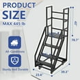 thumbnail image 2 of YOHKOH Heavy-Duty 4-Step Rolling Ladder with Wheels, 445 lbs Capacity Commercial Mobile Stairs, Anti-Slip Platform Ladder with Handrails for Warehouse, Home & Office, 2 of 8