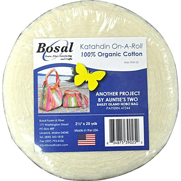 Bosal Batting Katahdin 100% Org Cotton 2.5"x25yd