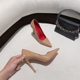 thumbnail image 1 of Zapatos de tacón con suela roja para mujer, nuevos zapatos de tacón alto finos negros con punta en pico, 8cm, 10cm, 6cm, zapatos de boda sexis poco profundos, 1 of 4
