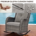 thumbnail image 5 of PARKWELL Outdoor Wicker Rocking Chair - 3 Piece Rattan Patio Bistro Set 2 Rocker Chairs and Glass Coffee Side Table - Set of 3 - Gray, 5 of 10
