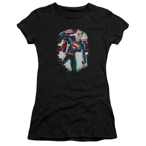 Superman Vintage Steel Junior Women's T-Shirt Sheer Black