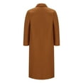 thumbnail image 5 of Htigea Trendy Peacoat for Women Solid Color Long Sleeve Lapel Collar Pocket Long Woolen Coat Oversized Casual Outerwear Fall Winter Brown,XXXXL, 5 of 6