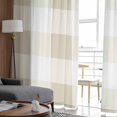 thumbnail image 4 of Beige Plaid Semi Sheer Curtains 108 Inch Length 2 Panels Set, Spring Summer Farmhouse Buffalo Checkered Sheer Kitchen Curtain Privacy Voile Window Curtain for Living Room Bedroom Rod Pocket Drapes, 4 of 7