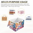 thumbnail image 6 of Yayeee Collapsible Cube Storage Bin with Lid Fabric Closet Decorative Basket with Handles, Light Colorful Circles, 6 of 7