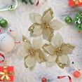 thumbnail image 7 of 12PCS Poinsettia Flower Artificial Poinsettia Christmas Decoration 5'' Glitter Poinsettias Christmas Ornaments Christmas Tree Flower Decor with Clips DIY Xmas Wreath Holiday Home Party Decor, 7 of 7