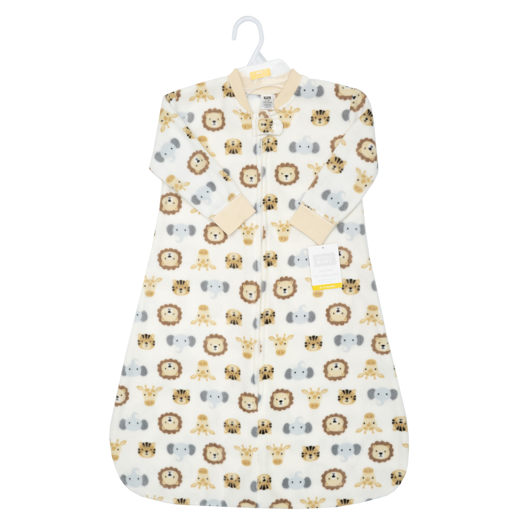 Hudson Baby Infant Boys Long-Sleeve Fleece Sleeping Bag, Happy Little One Safari, 12-18 Months