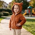 thumbnail image 5 of MKOSPLRT Girls Hooded Jacket Fuzzy Fleece Hoodie 12Months-5Years Winter Warm Solid Color Teddy Coat Zip-up Bear Ear Outerwear with Pocket, 5 of 8