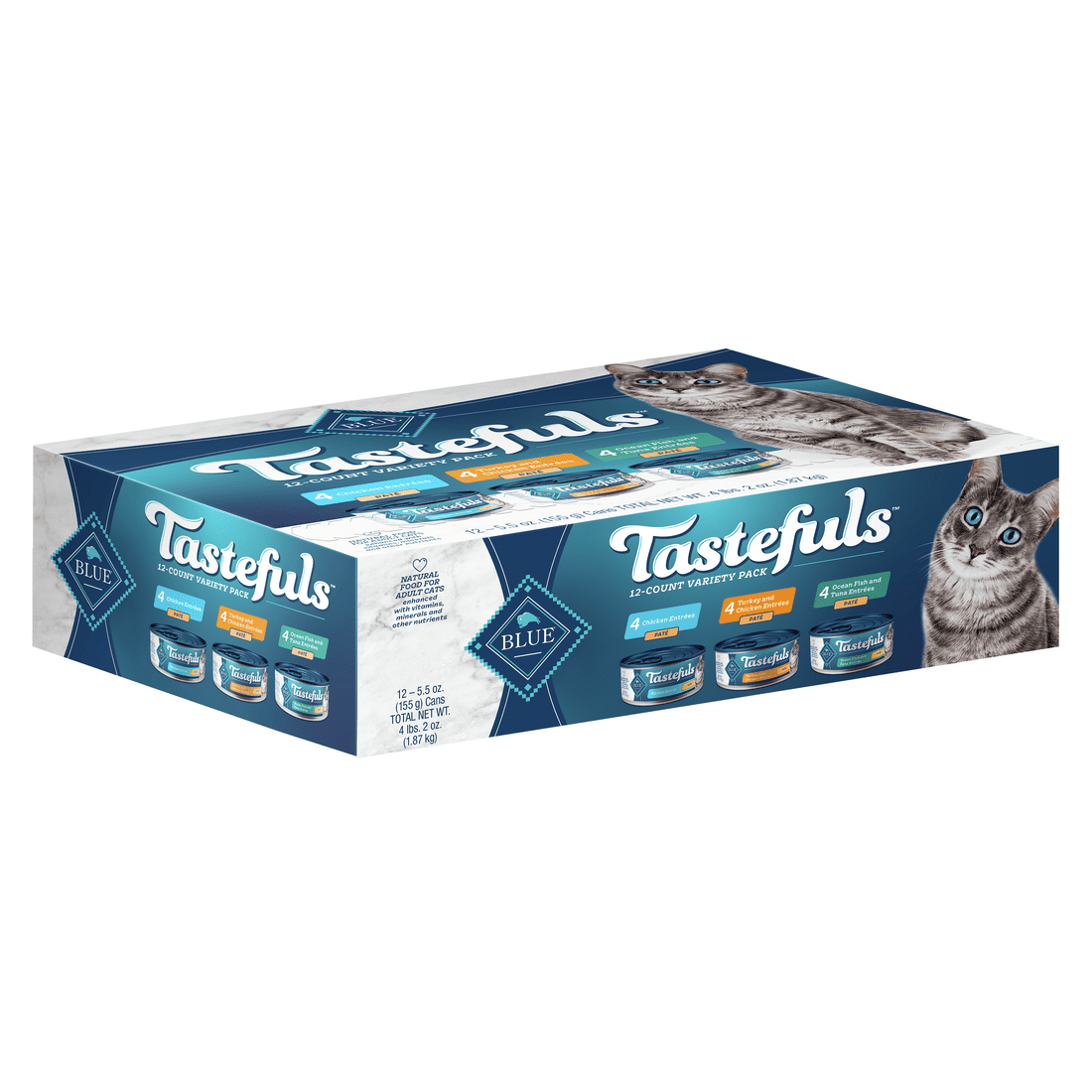 Blue Buffalo Tastefuls Chicken, Turkey & Chicken, Ocean Fish & Tuna Variety Pack Flaked Wet Cat Food
