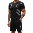 thumbnail image 3 of Men’s Athletic Quick Dry Short Sleeve T-Shirt and Shorts Set Lightweight Breathable Sportswear for Fitness Running Training Gym Workout, 3 of 10
