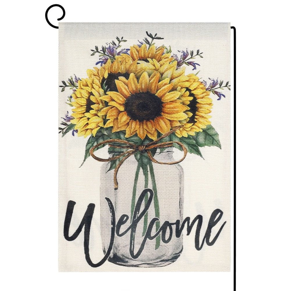 Happy Fall Decorative Flag Indoor Outdoor Vintage Farm Truck with Sunflowers 