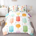thumbnail image 1 of YST Ice Cream Bed In A Bag 7-Piece Rainbow Popsicle Full Size Comforter Set,Summer Holiday Bedding Comforter Sets Colorful Polka Dots Sheets Set Food Theme Bedding Set Kids Girls Room Decor, 1 of 1