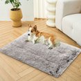 thumbnail image 4 of KeirienCC Dog Beds for Dogs, 11.8x16.7inch Plush Dog Crate Bed Fluffy Cozy Kennel Pad for Sleeping & Ease Anxiety, Washable Dog Mats with Anti-Slip Bottom for Large Medium Dogs (Light Gray), 4 of 7