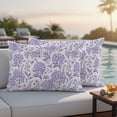 thumbnail image 4 of Purple Flowers Outdoor Waterproof Pillow Covers, Botanical Floral Vintage Wildflower Decorative Rectangle Throw Pillowcase Sofa Cushion Sham for Patio/Couch/Chair, 20"x12" 2 Pack, 4 of 8