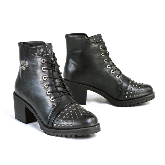 Milwaukee Leather MBL9426 Women's Distress Black Rocker Fashion Boots with Studded Instep 9