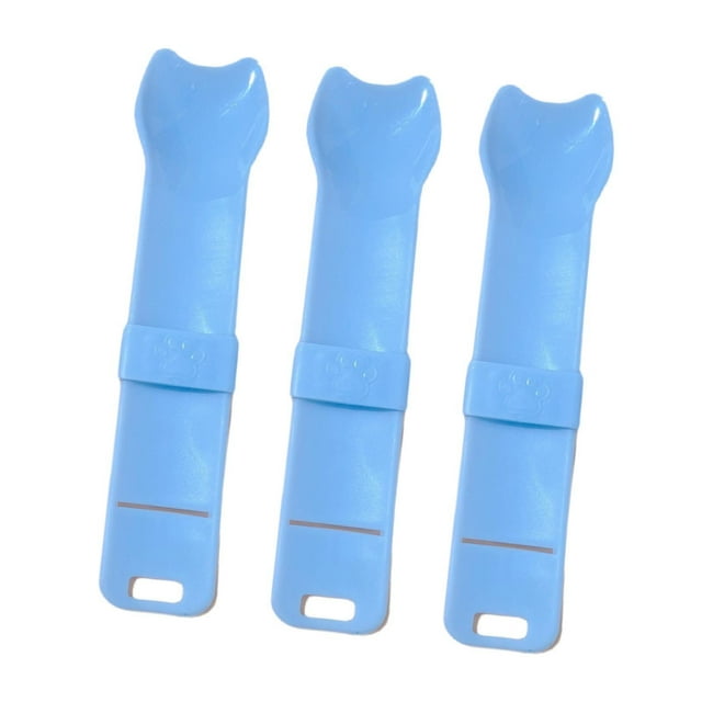 3 piezas de comederos de tiras para gatos, exprimidor de bocadillos a rayas para gatos, dibujos animados, tira portátil para gatos Azul