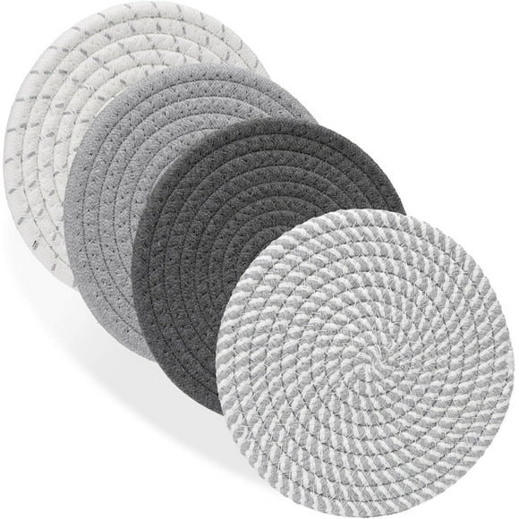 Salvamanteles de 18 cm para platos calientes, ollas y sartenes, 4 almohadillas resistentes al calor, agarraderas para cocina, tapetes para platos calientes para decoración y artículos esenciales de