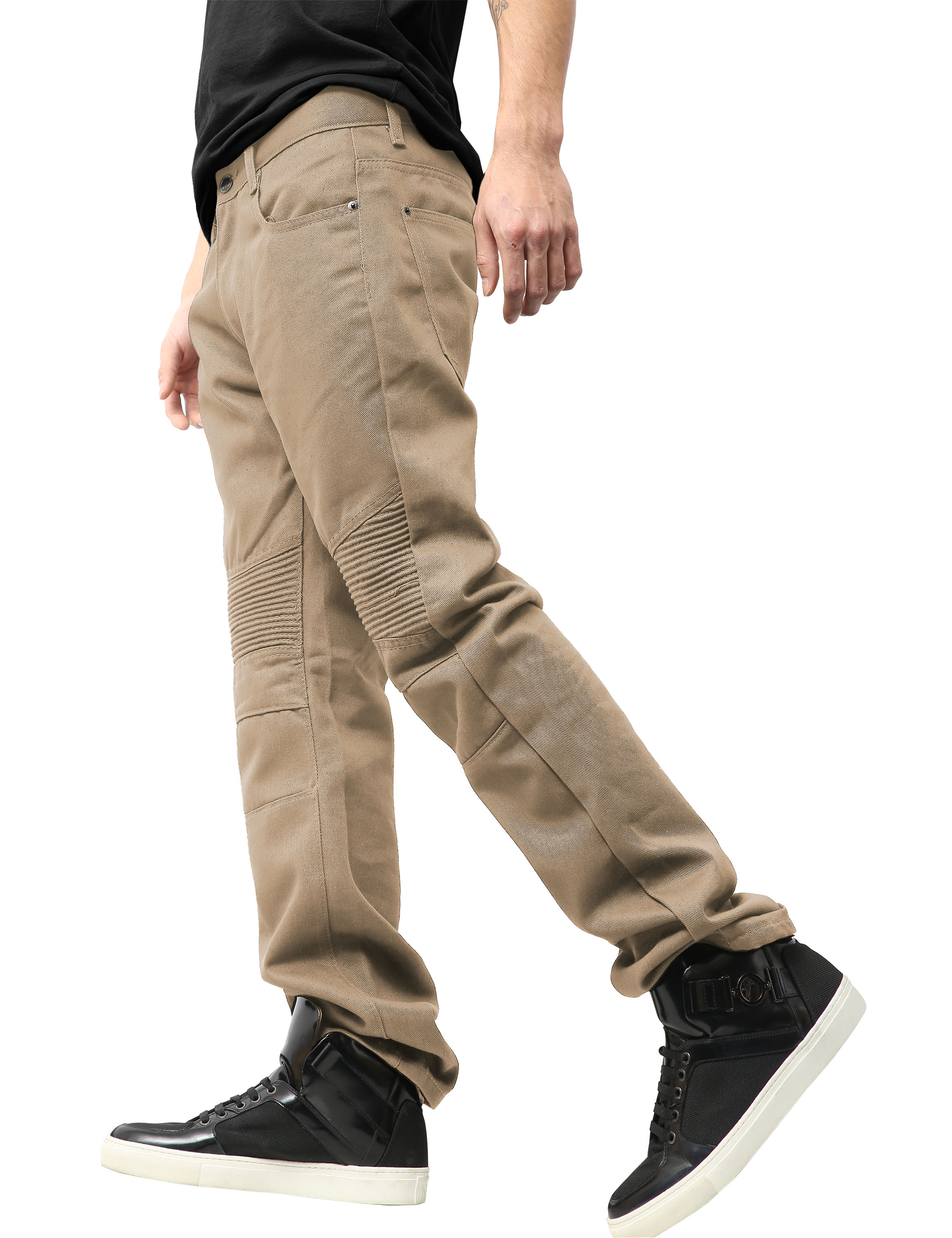Ma Croix Mens Biker Jeans Slim Straight Fit Denim Distressed Zipper Pants - image 5 of 7