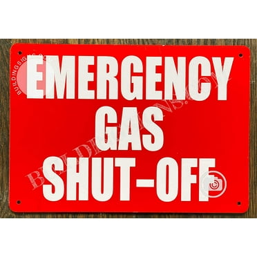 BUILDINGSIGNS.COM Emergency Gas Shut-Off Sign (RED Reflective, Aluminium 7X10, Rust Free) (ref-2201)
