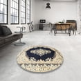 thumbnail image 3 of Ahgly Company Indoor Round Traditional Khaki Gold Medallion Area Rugs, 3' Round, 3 of 6