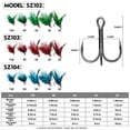 thumbnail image 2 of 30 Pack Treble Hooks With Feathers 2# 4# 6# 8# 10#Fishing Hooks 3 Feather Colors, 2 of 26