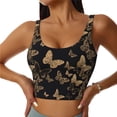 thumbnail image 2 of Lsque Modern Golden Butterfly Printed Women'S Sports Bra, Compression, Moisture Wicking, High-Impact Sports Bra For Women,Supportive sports bra-Large, 2 of 9