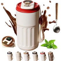 Tealier Smart Coffee Thermos, LED Temperature Display Coffee Mug Stainless Steel Thermos, Portable Hot and Cold Coffee Cup, Large Capacity Leak-Proof Lid (Red)