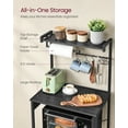 thumbnail image 2 of 4-Tier Kitchen Bakers Rack with Adjustable Shelf & Power Outlet, 55.1" Tall Microwave Stand with 8 S-Hooks, Charcoal Grey and Ink Black, 2 of 6
