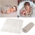 thumbnail image 2 of Coofit Shaggy Area Rug Soft Long Hair Photography Rug Photo Prop with Baby Swaddle Wrap, 2 of 10