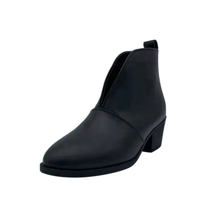 

Tangnade Ladies daily all-match casual shoes Ankle Boots For Women Chunky Women s Shorts Boots Retro Shoes Leather Boots Black 37