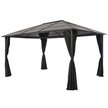 Anself Gazebo with Curtain Aluminum 13.1 x9.8 x8.5  Black for Dinners  BBQs  Family Gatherings  Shows  Weddings  BBQ Parties  Camping