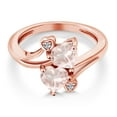 thumbnail image 3 of Gem Stone King 18K Rose Gold Plated Silver Rose Rose Quartz and White Lab Grown Diamond Ring for Women (1.46 Cttw, Heart Shape 6MM, Gemstone Birthstone, Available in Size 5, 6, 7, 8, 9), 3 of 6