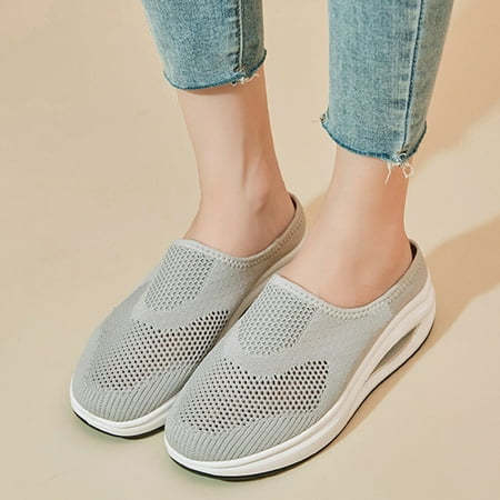 

Vedolay Women Cute Sneakers Women Slip On Shoes Non Slip Fashion Comfortable Flats Loafer Gray 7