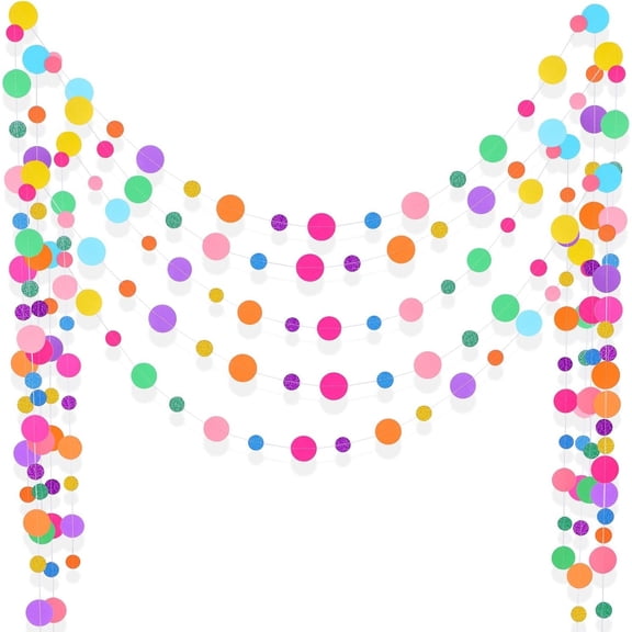 Colorful Dots Paper Garland Round Glitter for Birthday and Party Decoration 3 Pieces