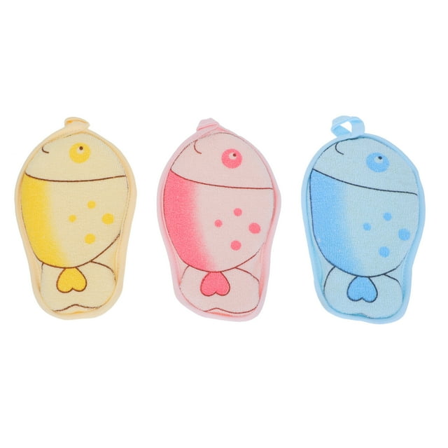 Miangastore 3Pcs Little Fish Cartoon Bath Towels Scrub Towels Dual Use Bath Towels for Baby