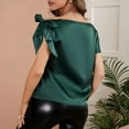 thumbnail image 2 of HXWCHs Elegant Asymmetrical Neck Satin Blouse Featuring Sophisticated Tie Detail for Versatile Women's Fashion Wear Green XL, 2 of 5