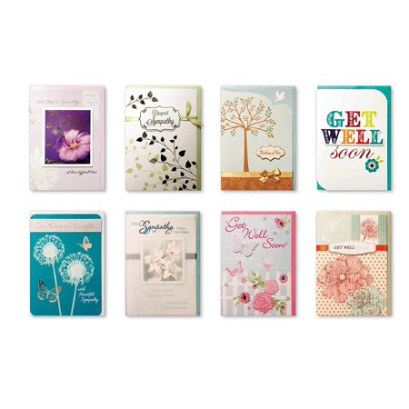 Assorted Handmade Embellished Greeting Cards 8 Pack Boxed Set of 8 Designs Sympathy and Thinking of You, Get Well Soon for Her for