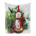 thumbnail image 1 of Christmas Soft Flannel Fleece Throw Blanket, Retro Style Greeting and New Year Theme with Properties and Snow Covered Wood Print, Cozy Plush for Indoor and Outdoor Use, 50" x 60", White, by Ambesonne, 1 of 6