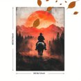 thumbnail image 3 of Qisvanset Framed Canvas Wall Art 12x16 Inch Sunset Cowboy Horse Rider Vintage Living Room Art, 3 of 5