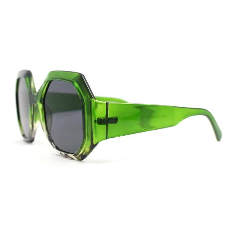 Womens Octagonal Retro Beveled Thick Rim Chic Mod Sunglasses  display picture 2