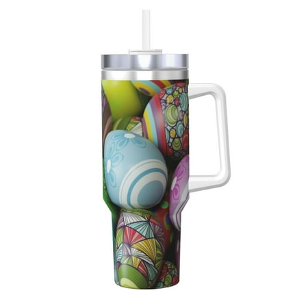 

KLL Easter Egg1 Print 40oz Stainless Steel Insulated Car Cup Coffee Mug with Spillproof Lid - Keep Your Drink Hot or Cold on the Go