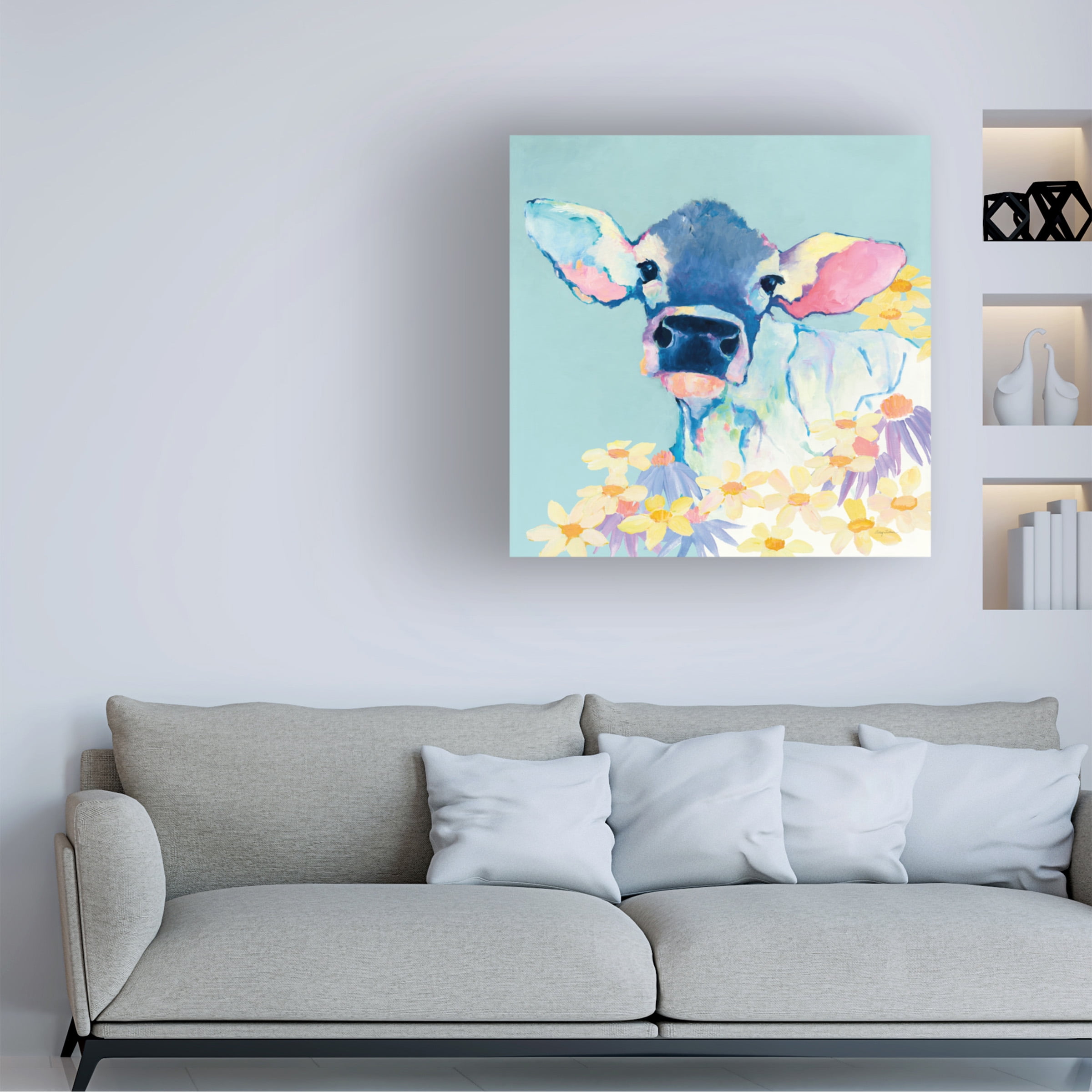 Avery Tillmon 'Bessie with Flowers on Teal' Canvas Art