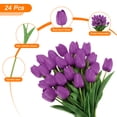 thumbnail image 3 of Uxcell 24Pcs Tulipanes Falsos Flores Artificiales, Tulipanes Artificiales de PU que Parecen Reales con Tallos, Morado, 3 of 6