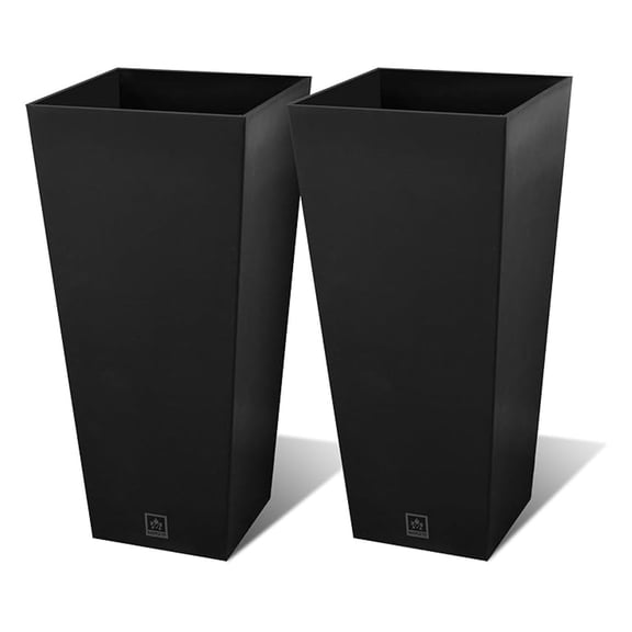 Outdoor Planter 30 Inch – Large Tall Planters for Outdoor and Indoor Plants, Modern Tapered Design, Weather Resistant with Drainage Holes and Removable Insert Tray