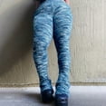 thumbnail image 2 of ZHOUCHANKIDS Stacked Pants for Women Leggings Bell Bottom Pants Fuzzy High Wasited Colorful Strip Club Outfits Sweatpants Blue M, 2 of 7